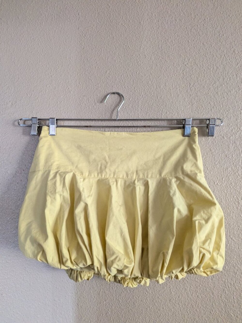 Zara Butter Yellow Bubble Hem Mini Skirt High Waist Spring Summer